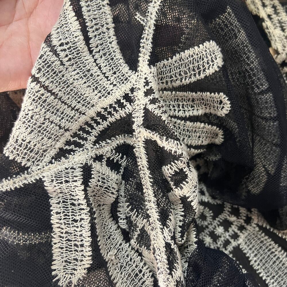 Indigo Thread Co Black Mesh Lace Kimono Cover Up One Size - Picture 13 of 15